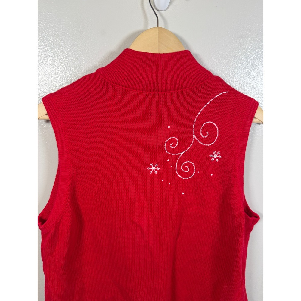 Christopher & Banks Sweate Vest XL Red Ugly Christmas Snowman Zip Up - Picture 8 of 9